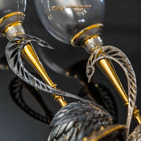 Авторский свадебный набор для шампанского Лебединый вальс № 32747 - мастера Златоуста
